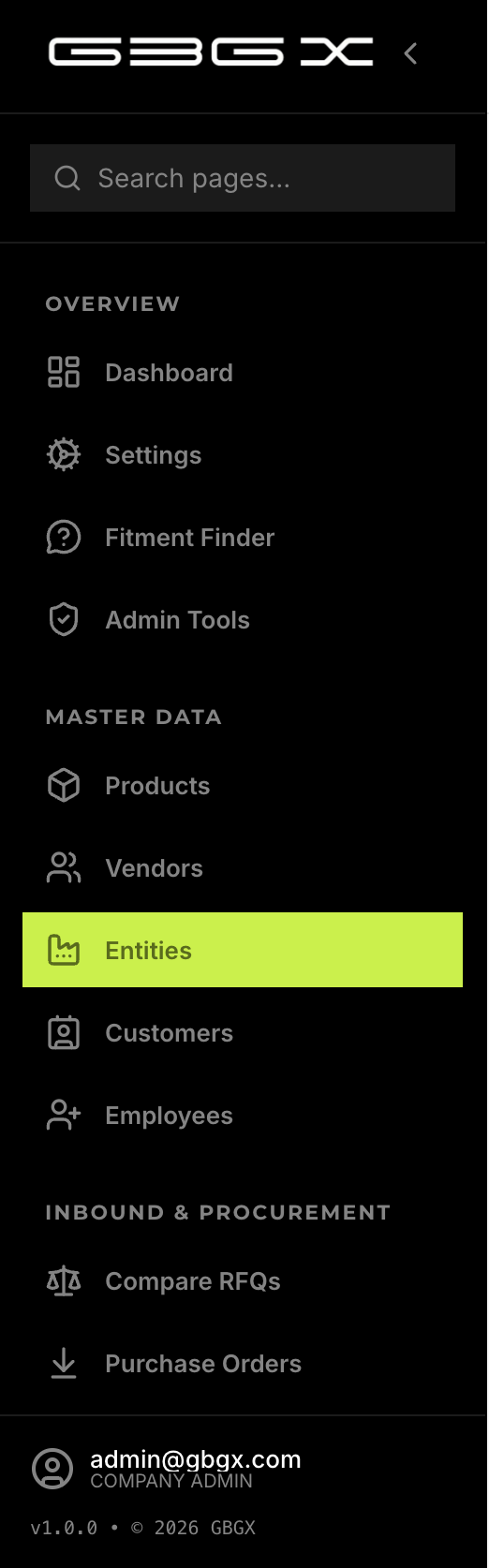 1.1-A — Entities list page