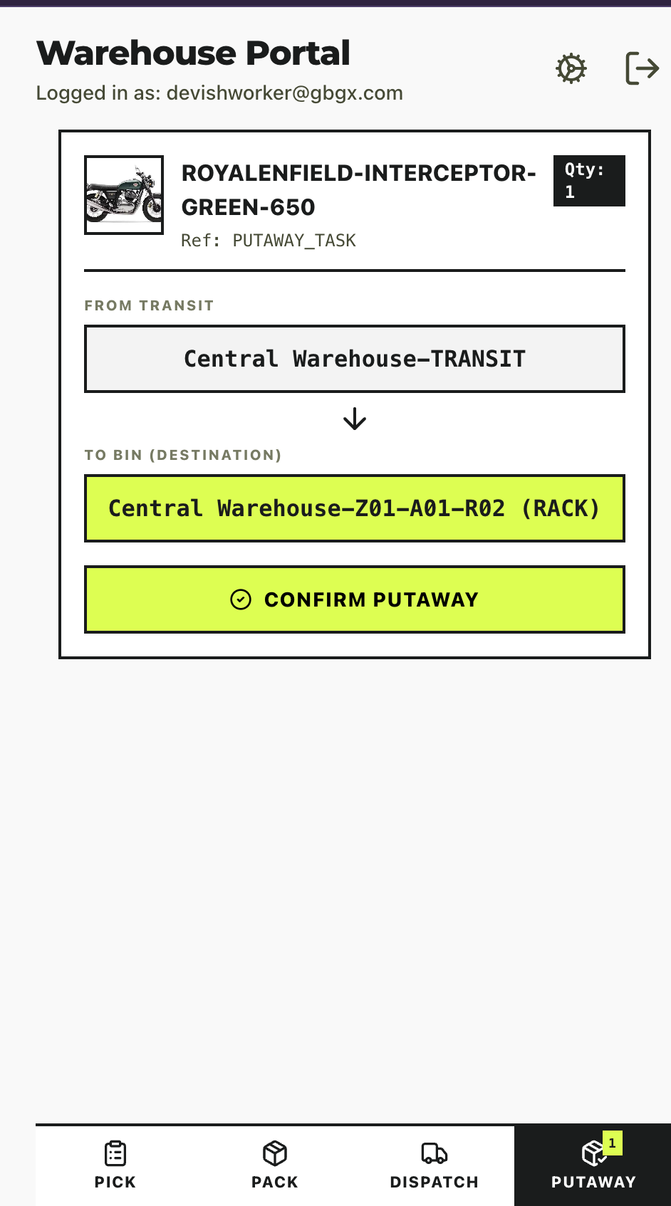 5.1-D — Employee Portal Putaway tab