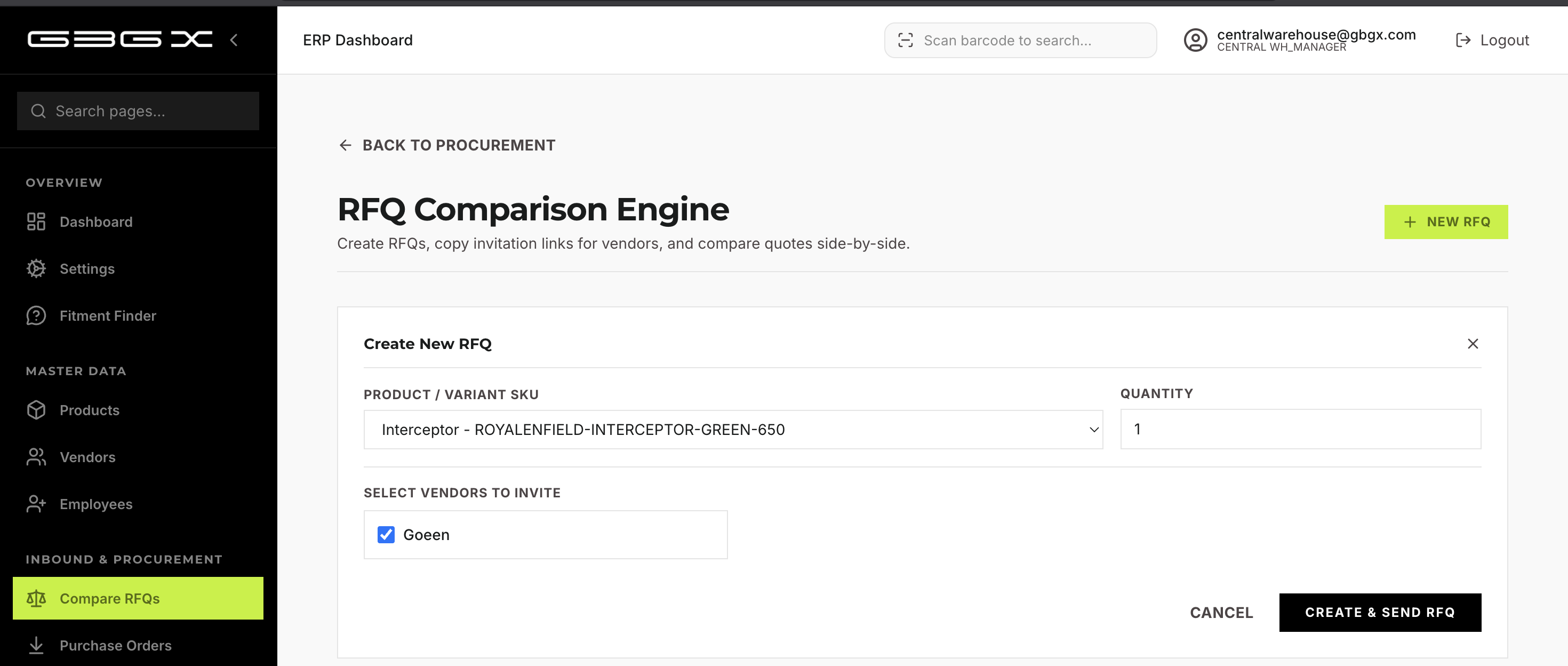 2.1-A — New RFQ form