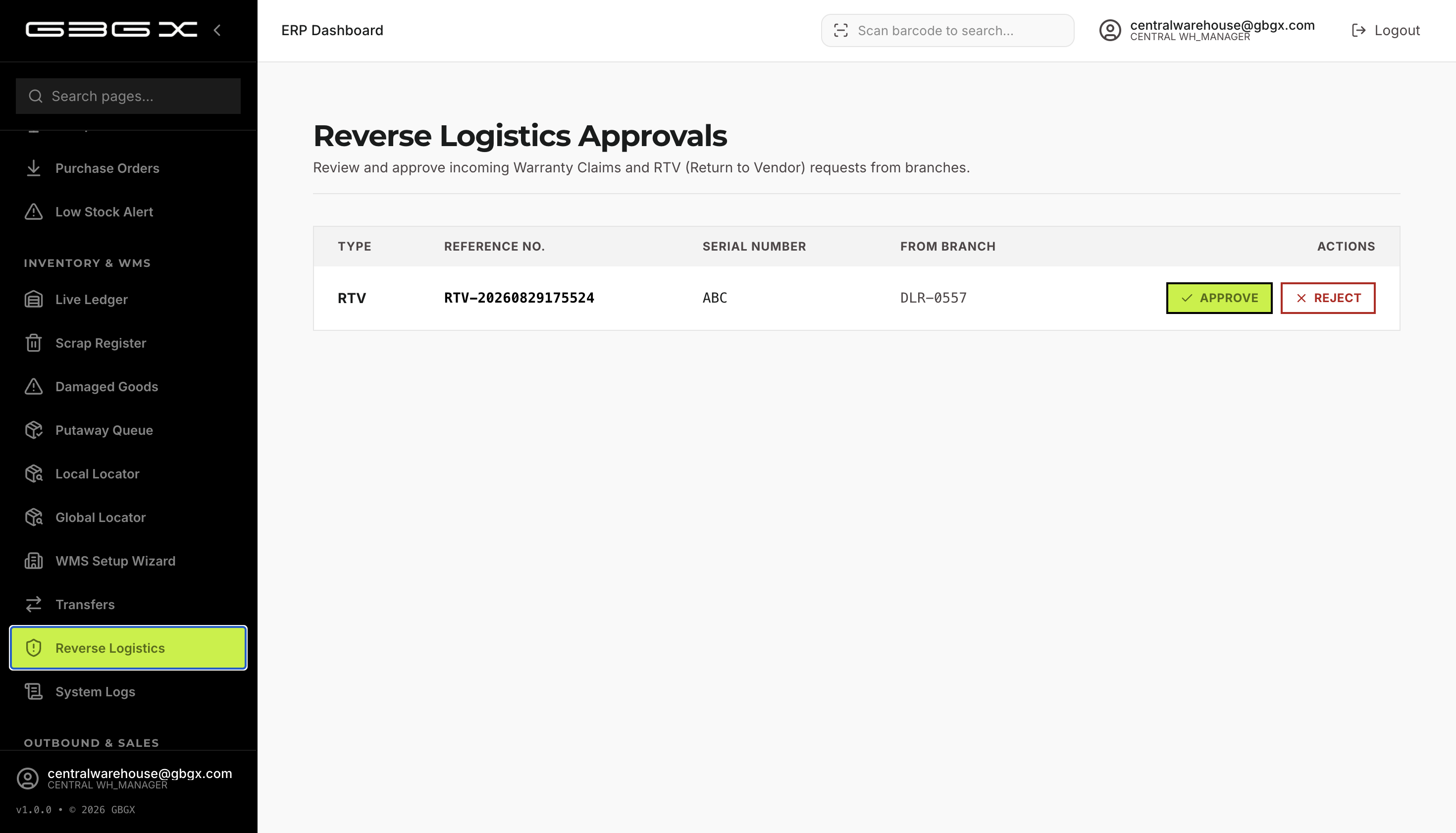 6.1-B — Warranty Approvals page