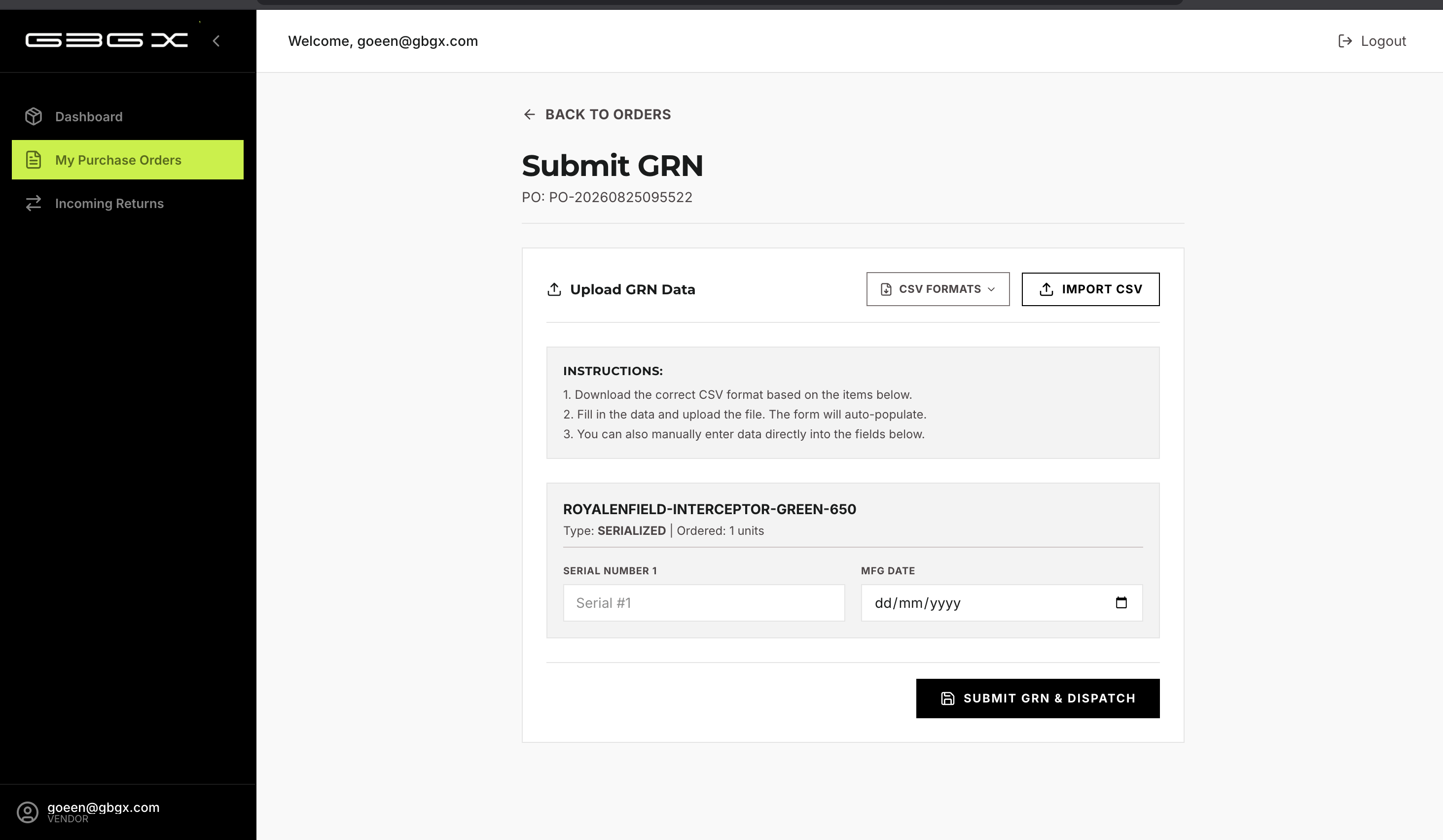 2.2-B — Serialized GRN entry